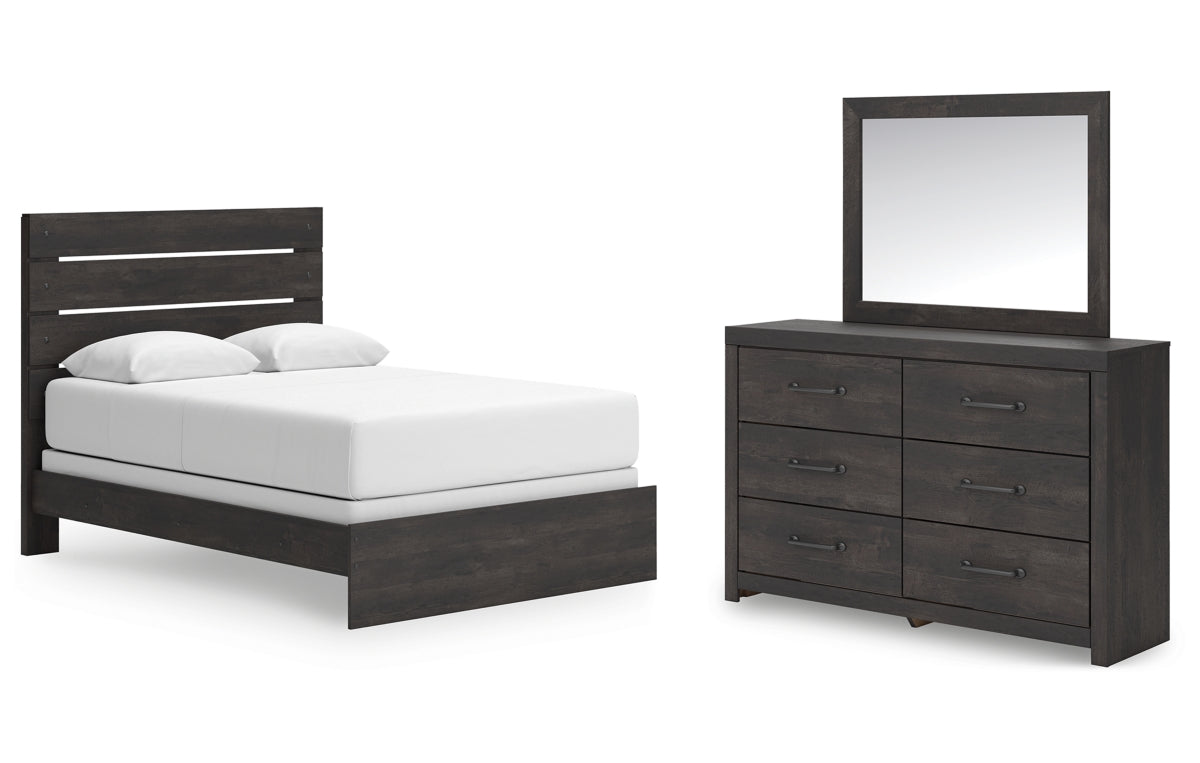 Hollivern Queen Panel Bed with Mirrored Dresser