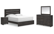 Hollivern King Panel Bed, Dresser, Mirror and Nightstand