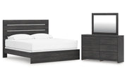 Hollivern King Panel Bed with Mirrored Dresser