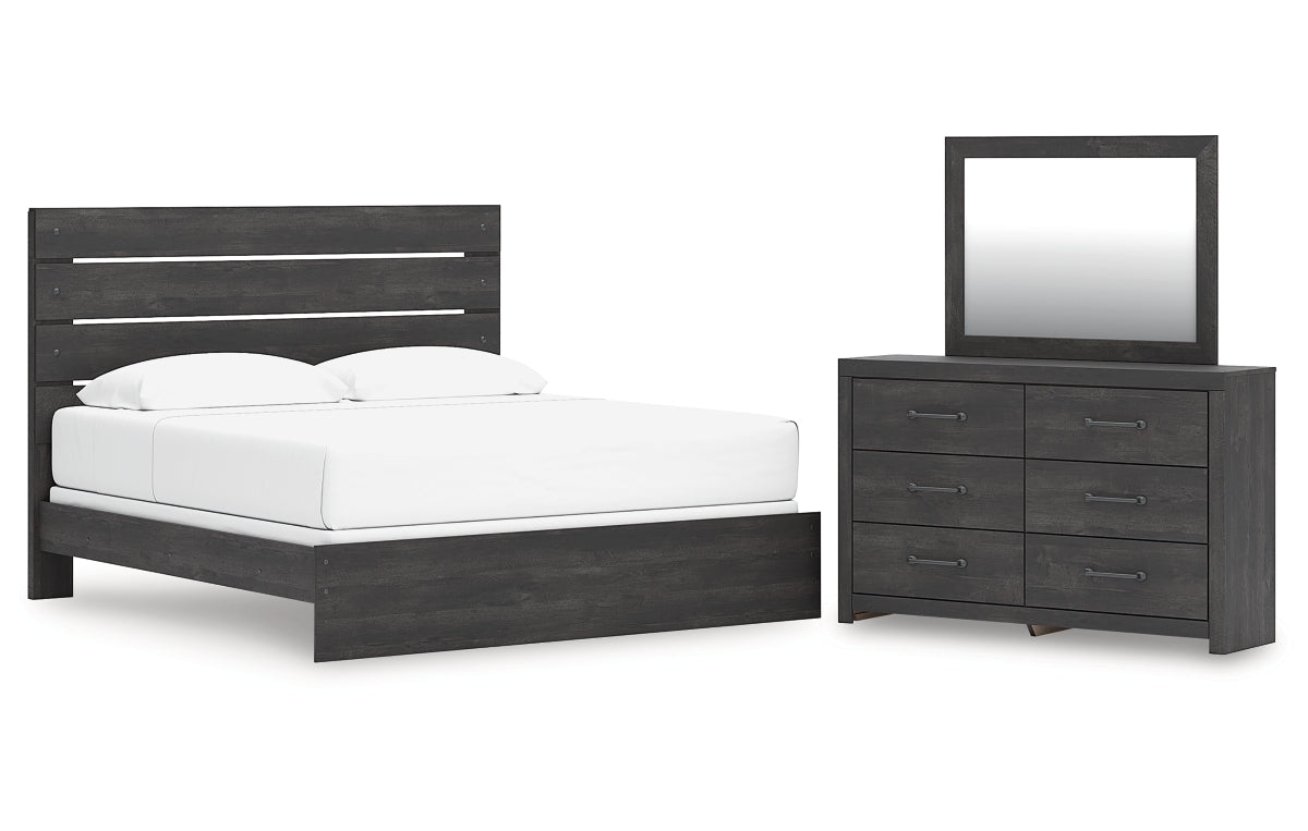 Hollivern King Panel Bed, Dresser and Mirror