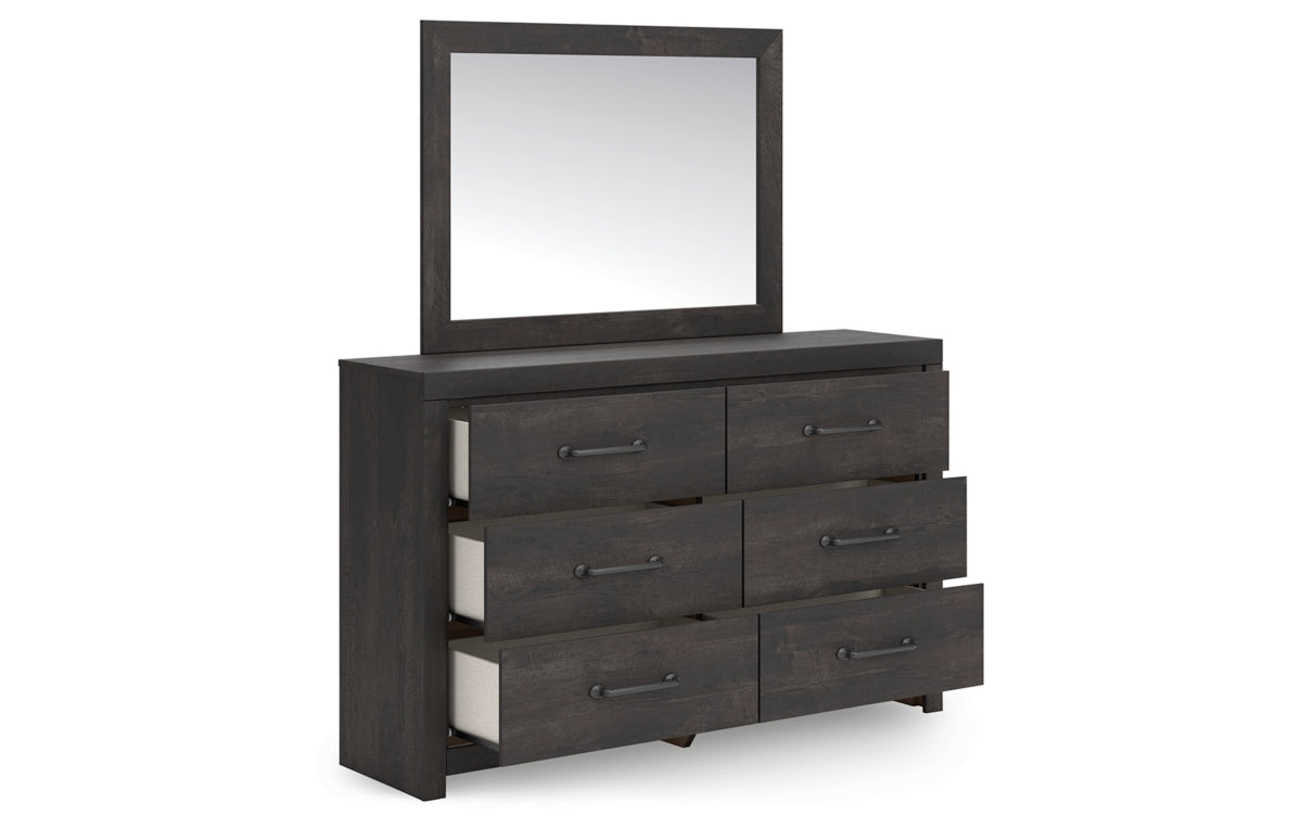 Hollivern Full Panel Bed with Storage with Mirrored Dresser, Chest and Nightstand