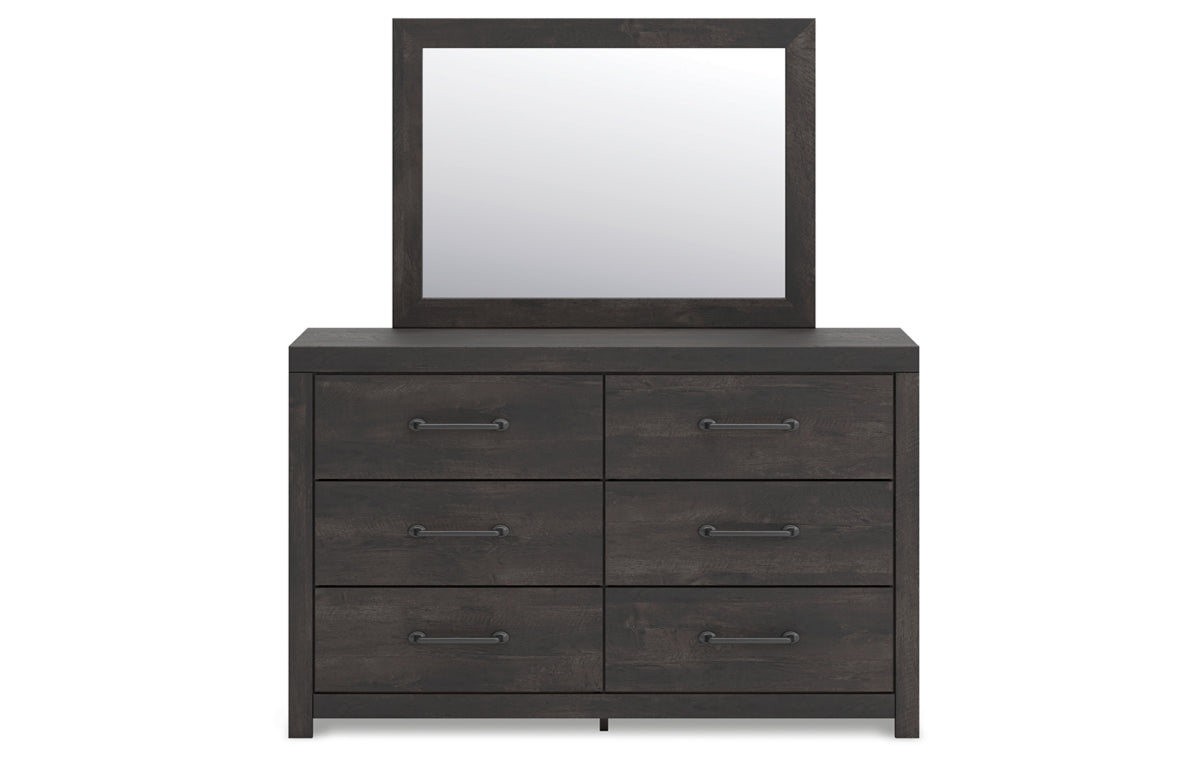 Hollivern Full Panel Bed with Storage with Mirrored Dresser, Chest and Nightstand
