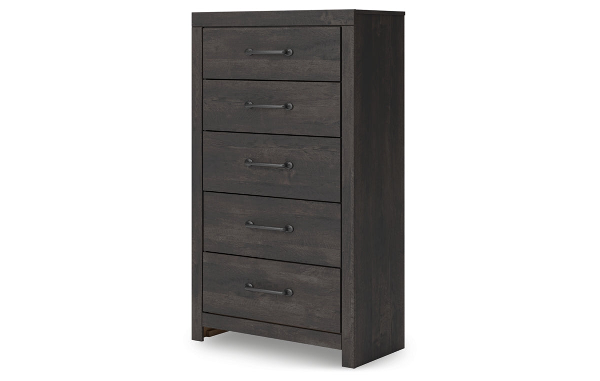 Hollivern Full Panel Bed with Storage with Mirrored Dresser, Chest and Nightstand
