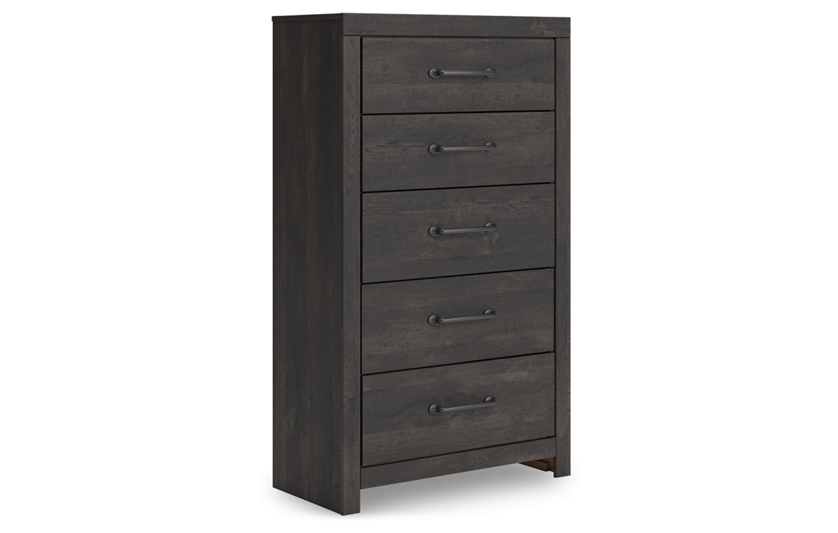 Hollivern Full Panel Bed with Storage with Mirrored Dresser, Chest and Nightstand