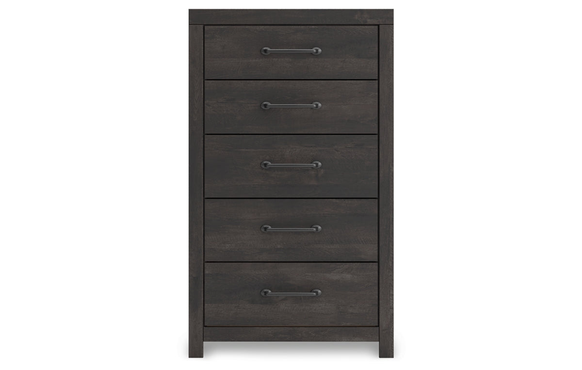 Hollivern Full Panel Bed with Storage with Mirrored Dresser, Chest and Nightstand