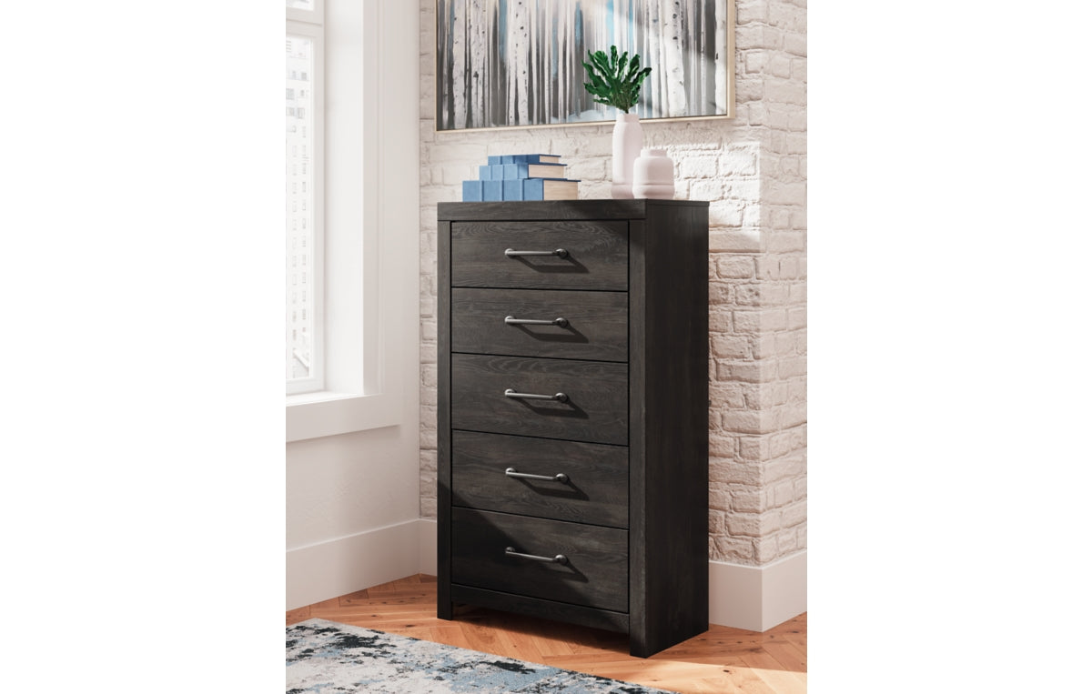 Hollivern Twin Panel Bed with Mirrored Dresser, Chest and Nightstand