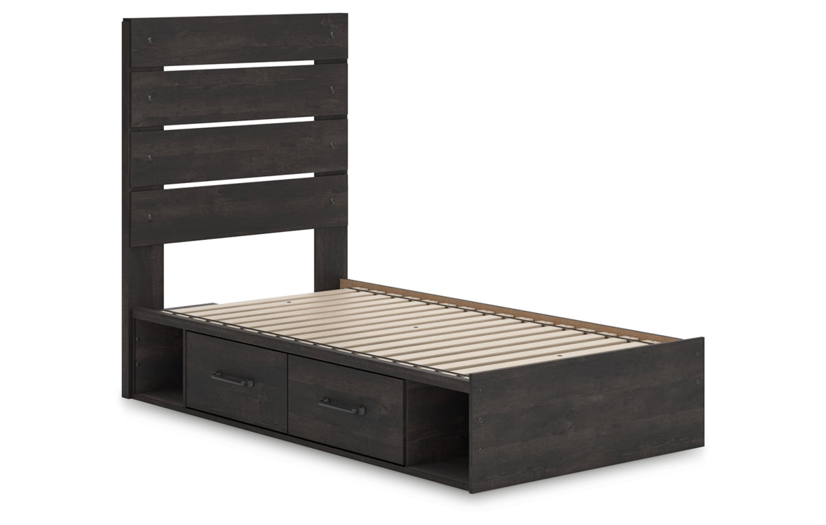 Hollivern Twin Panel Storage Bed with Mirrored Dresser, Chest and Nightstand