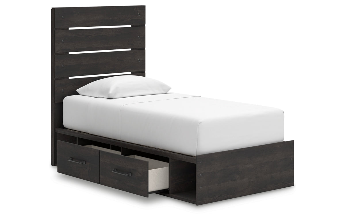 Hollivern Twin Panel Storage Bed with Mirrored Dresser, Chest and Nightstand