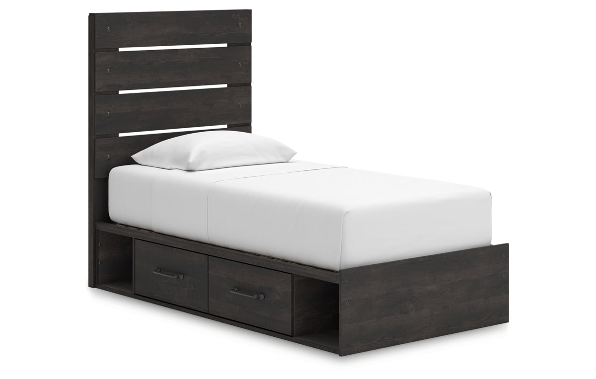 Hollivern Twin Panel Storage Bed with Mirrored Dresser, Chest and Nightstand