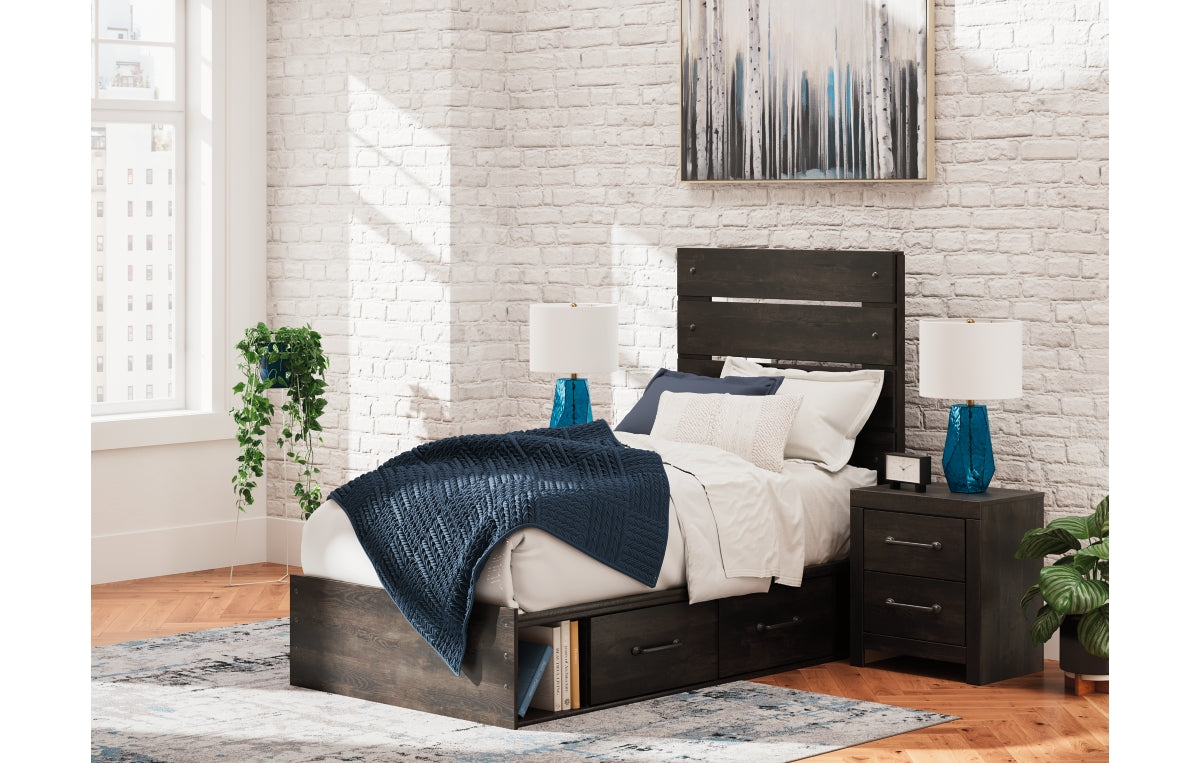 Hollivern Twin Panel Storage Bed with Mirrored Dresser, Chest and Nightstand