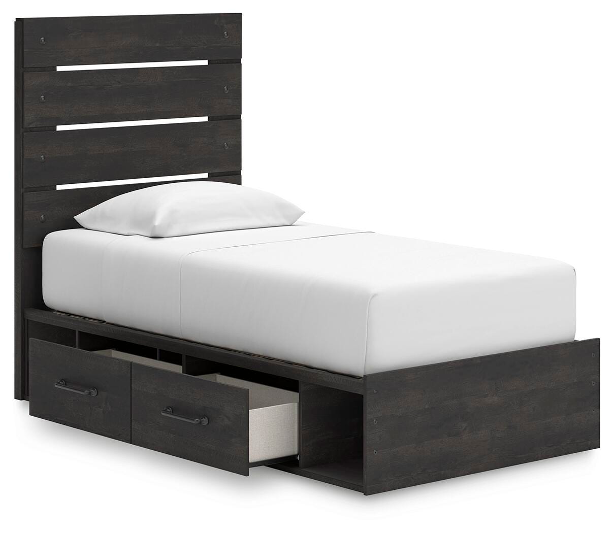 Hollivern Twin Panel Bed with Storage, Dresser, Mirror and Chest