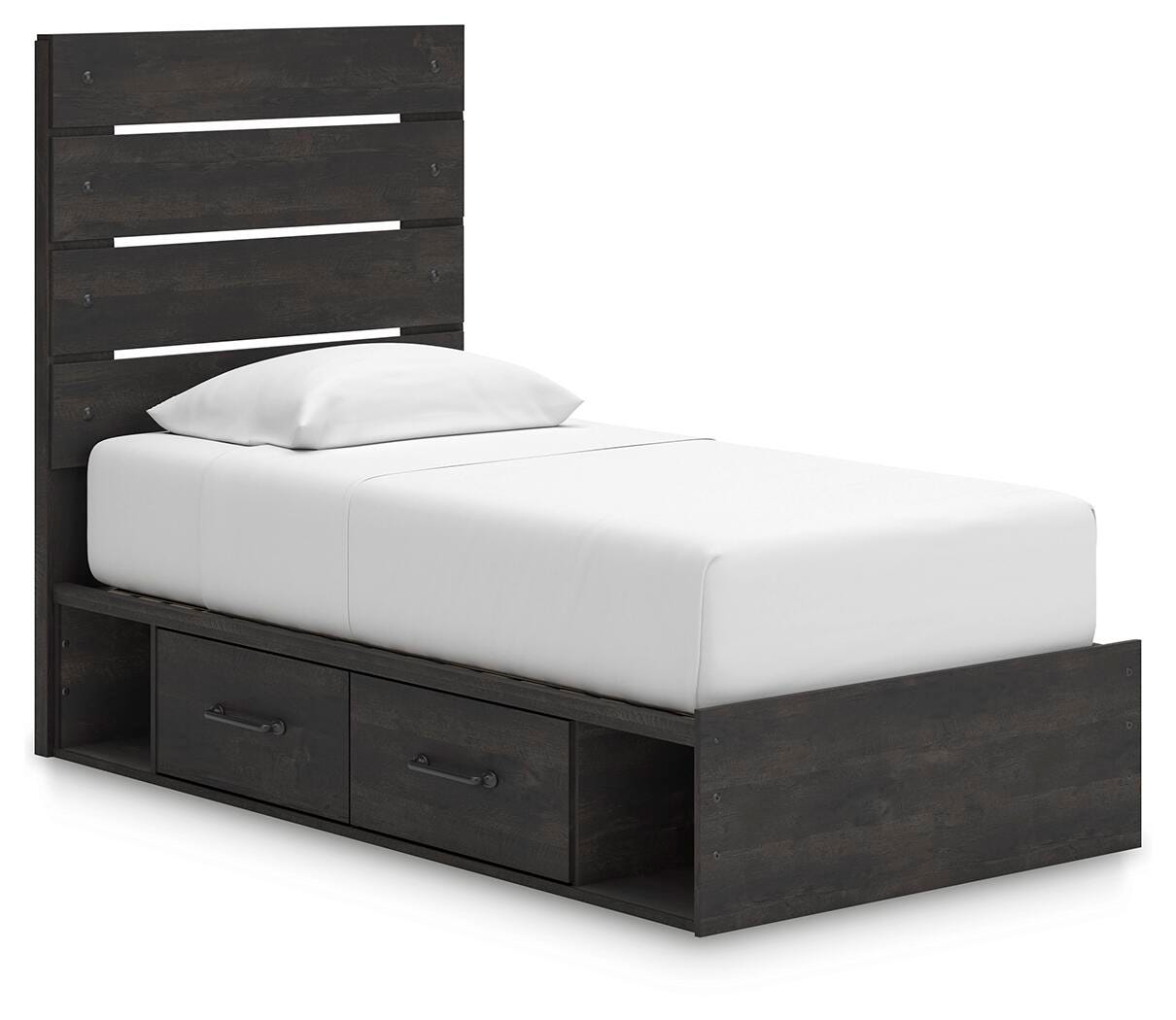 Hollivern Twin Panel Bed with Storage, Dresser, Mirror and Chest