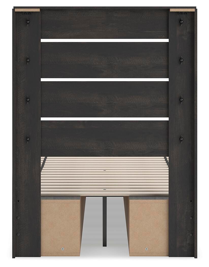 Hollivern Twin Panel Bed with Storage, Dresser, Mirror and Chest