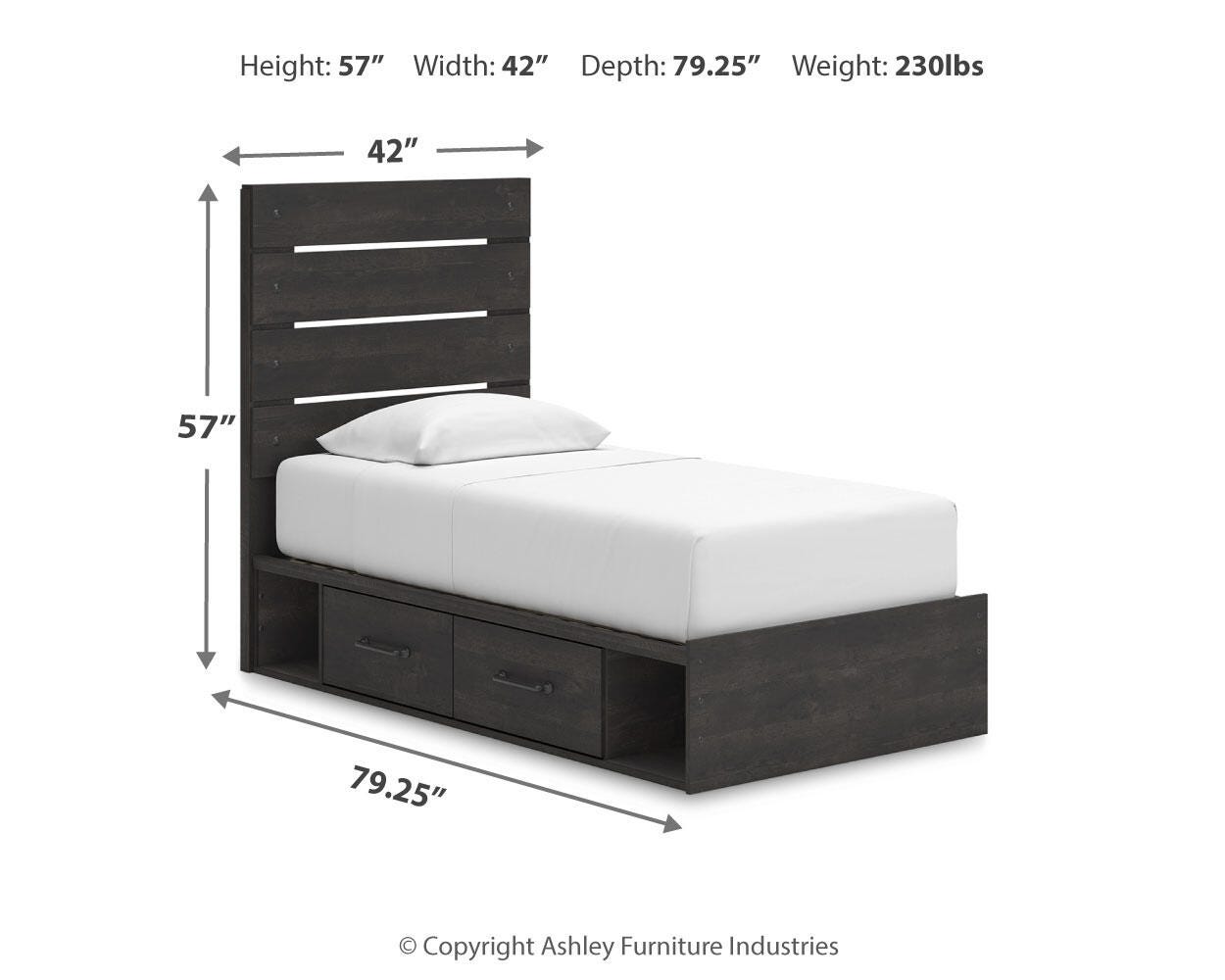 Hollivern Twin Panel Bed with Storage, Dresser, Mirror and Nightstand