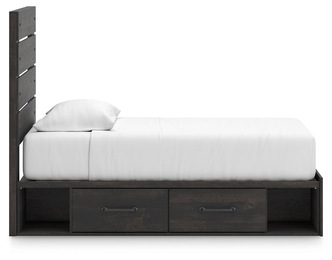 Hollivern Twin Panel Bed with Storage, Dresser and Mirror
