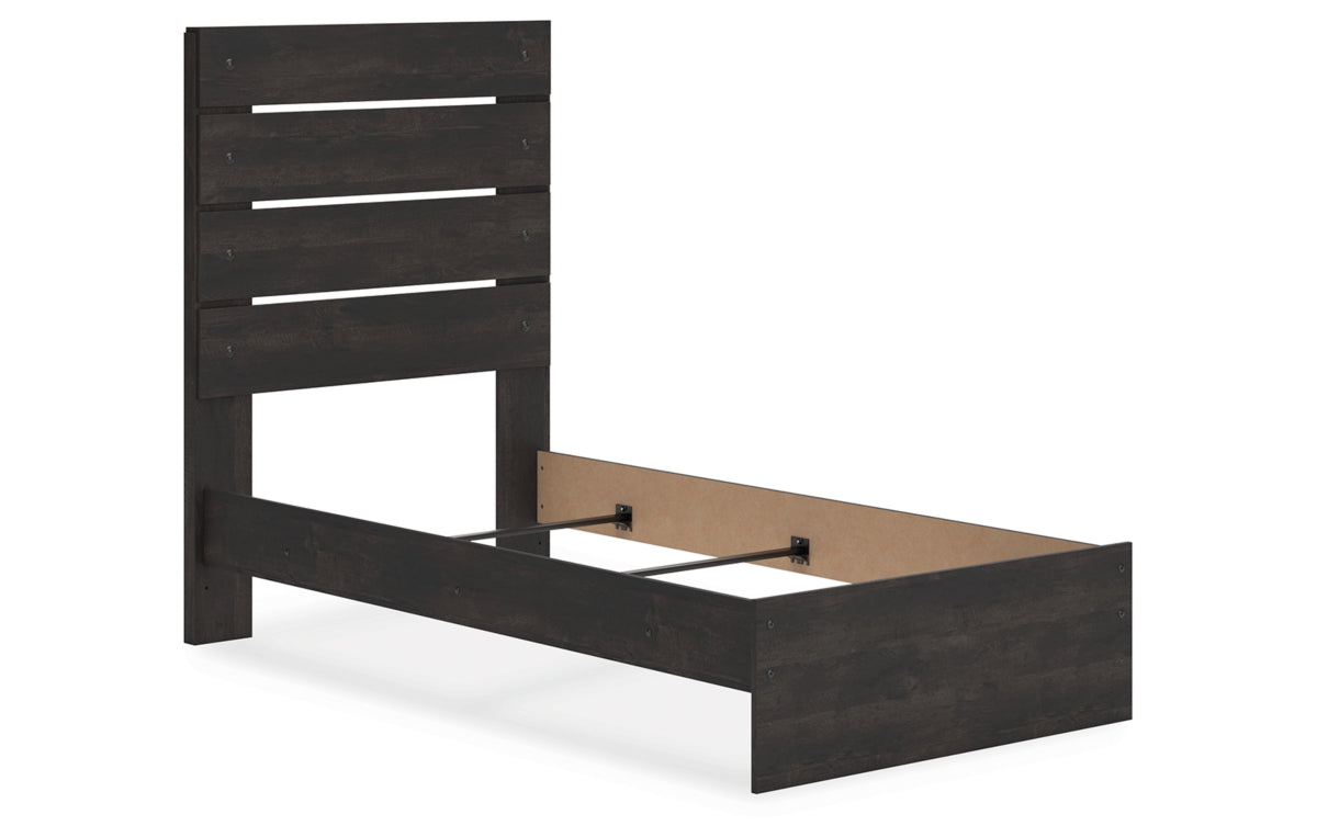 Hollivern Twin Panel Bed with Mirrored Dresser, Chest and Nightstand