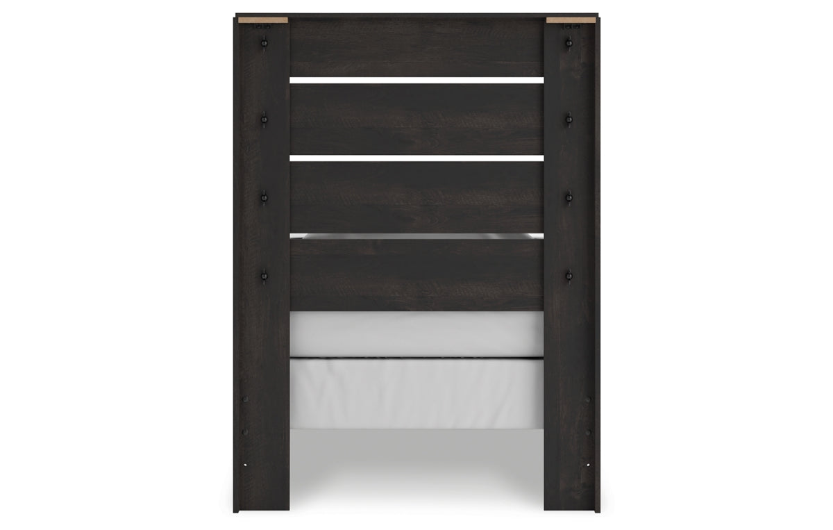 Hollivern Twin Panel Bed with Mirrored Dresser, Chest and Nightstand