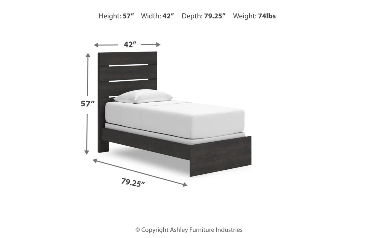 Hollivern Twin Panel Bed with Mirrored Dresser, Chest and Nightstand