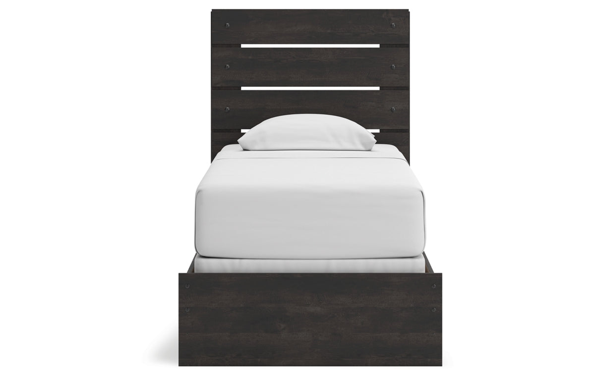 Hollivern Twin Panel Bed with Mirrored Dresser, Chest and Nightstand