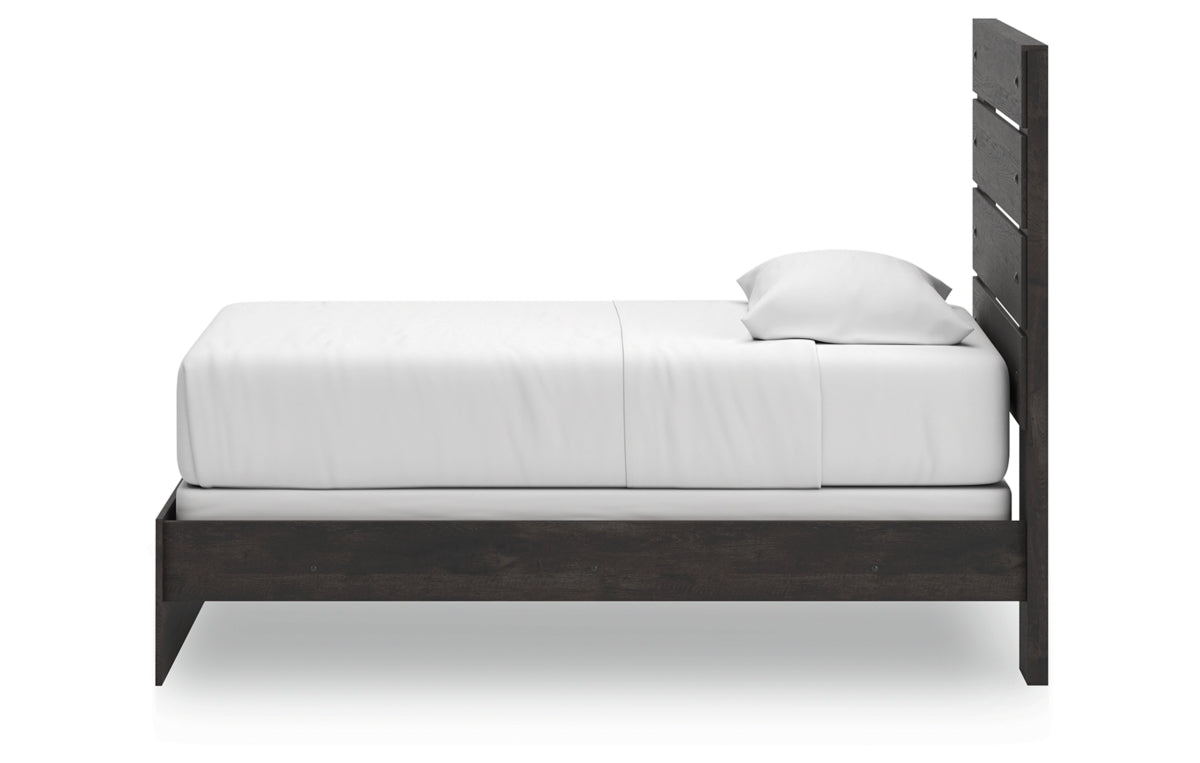 Hollivern Twin Panel Bed with Mirrored Dresser, Chest and Nightstand
