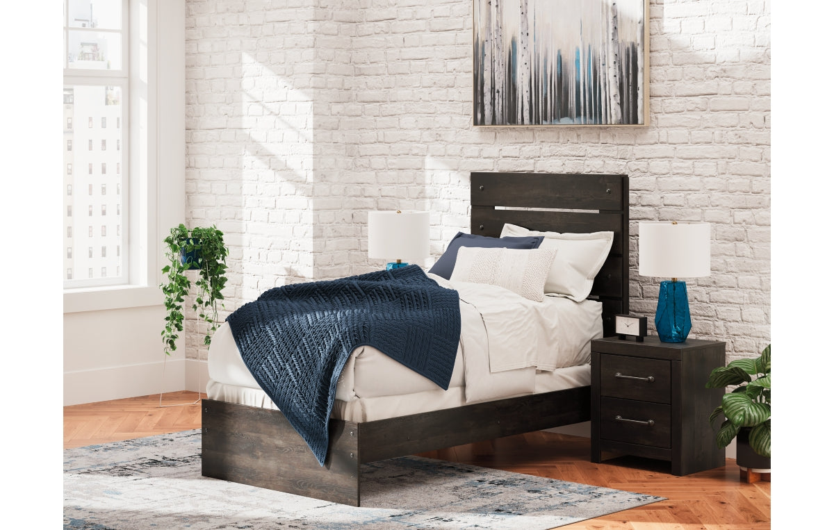 Hollivern Twin Panel Bed with Mirrored Dresser, Chest and Nightstand