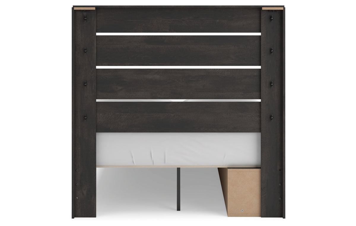 Hollivern Full Panel Bed with Storage with Mirrored Dresser and Chest