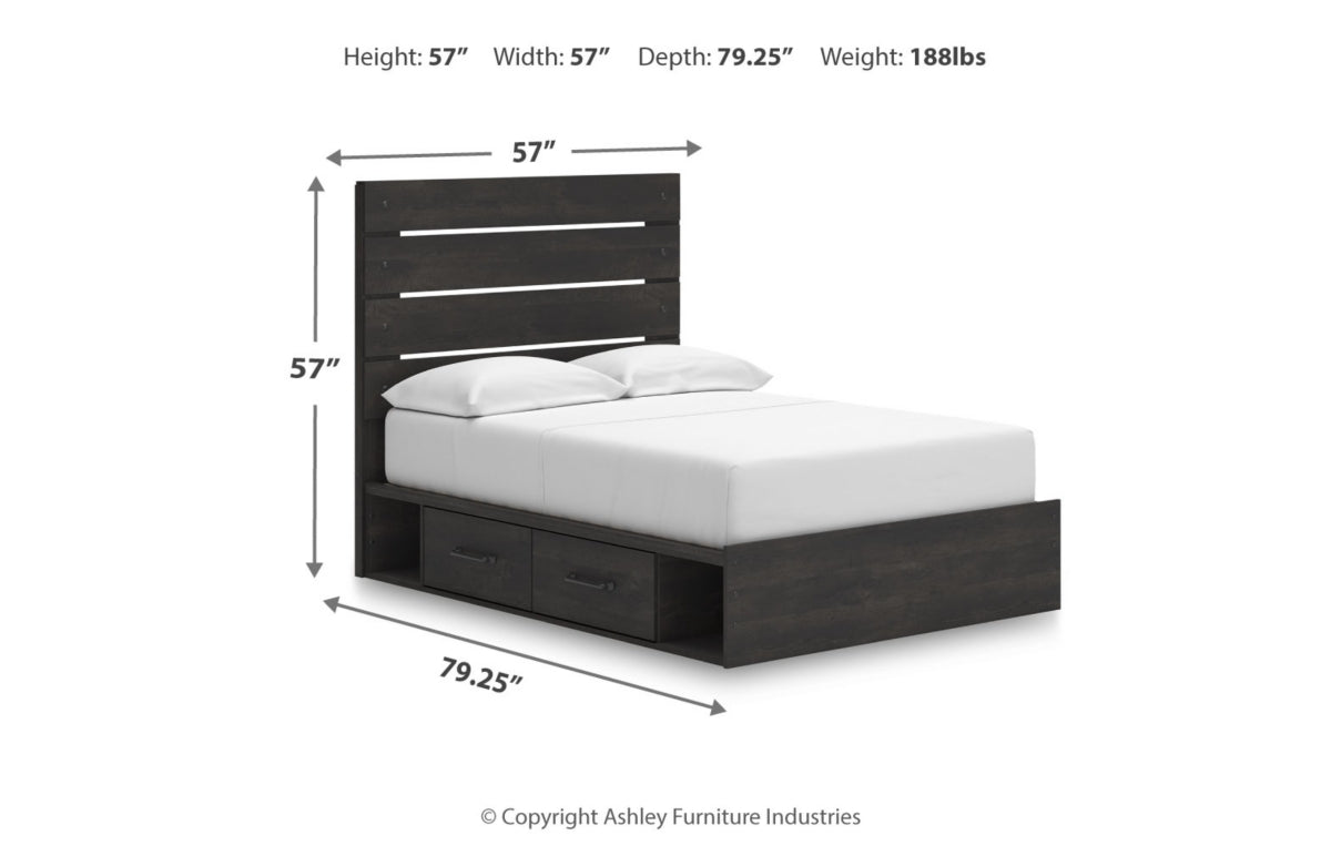 Hollivern Full Panel Bed with Storage with Mirrored Dresser, Chest and Nightstand