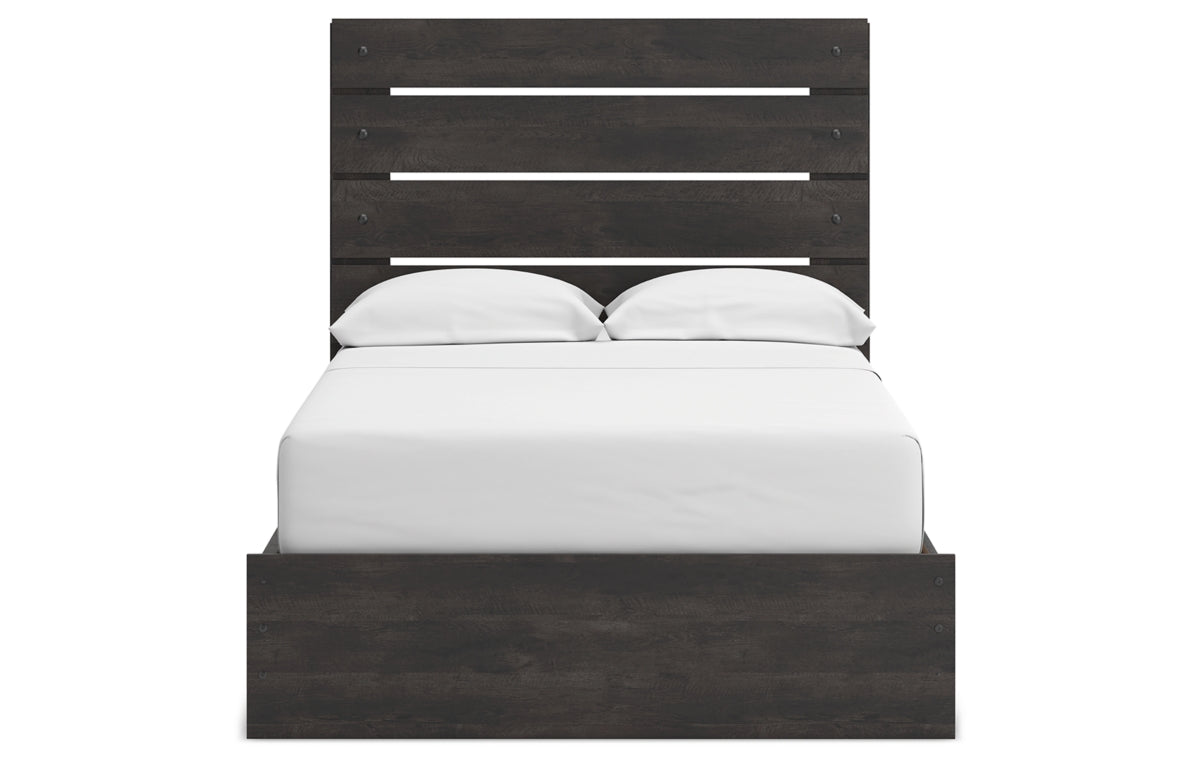 Hollivern Full Panel Bed with Storage with Mirrored Dresser and Chest