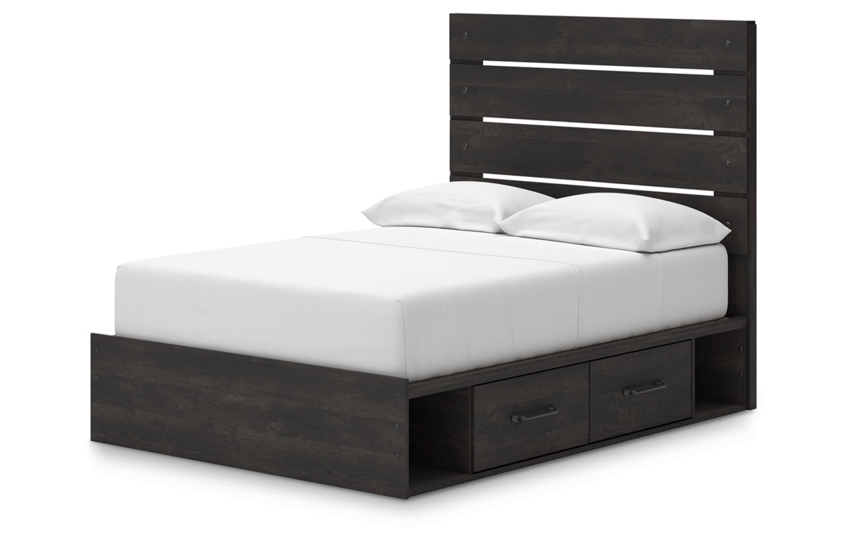 Hollivern Full Panel Bed with Storage with Mirrored Dresser, Chest and Nightstand