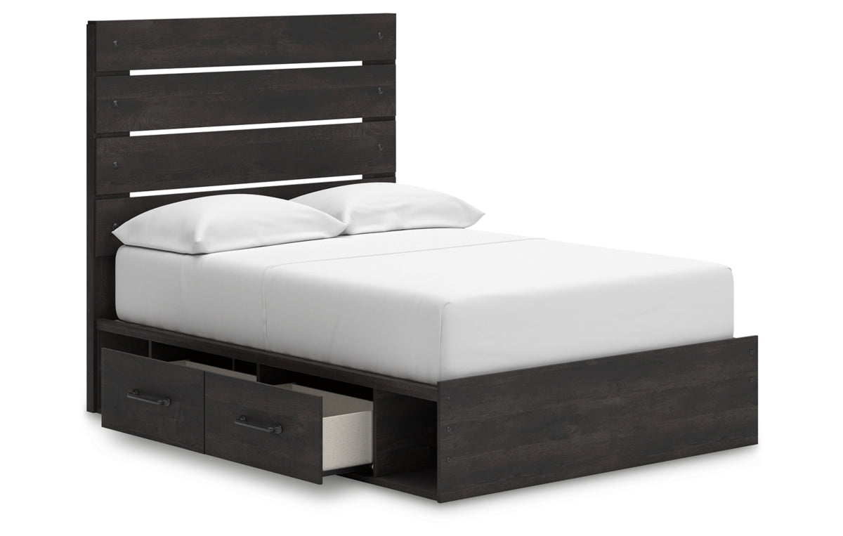 Hollivern Full Panel Bed with Storage with Mirrored Dresser, Chest and Nightstand