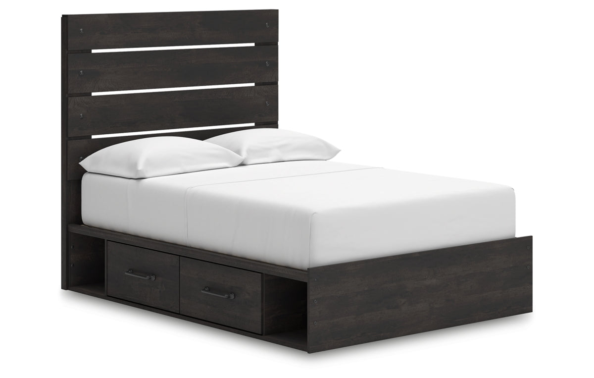Hollivern Full Panel Bed with Storage with Mirrored Dresser, Chest and Nightstand