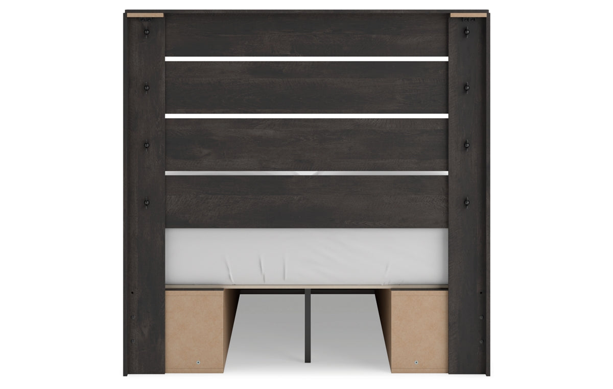Hollivern Full Panel Bed with Storage with Mirrored Dresser, Chest and Nightstand