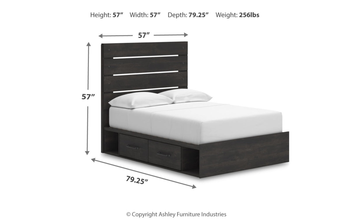 Hollivern Full Panel Bed with Storage with Mirrored Dresser, Chest and Nightstand