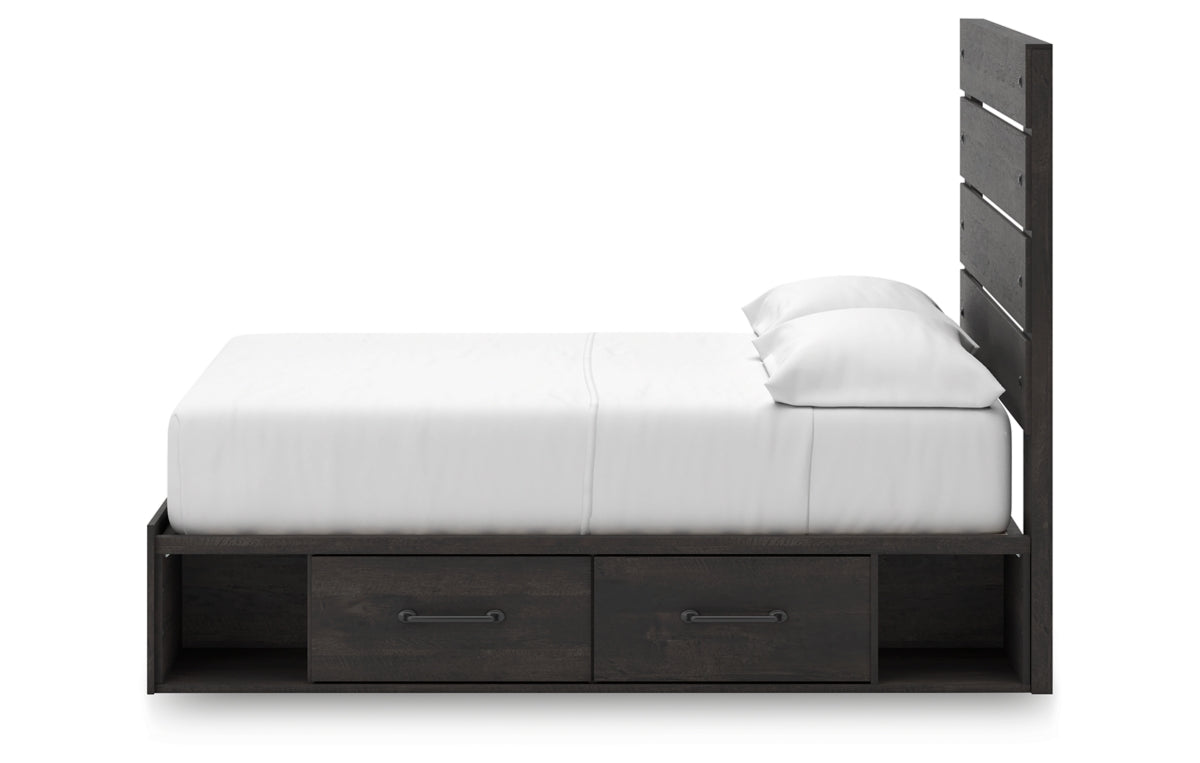 Hollivern Full Panel Bed with Storage with Mirrored Dresser, Chest and Nightstand