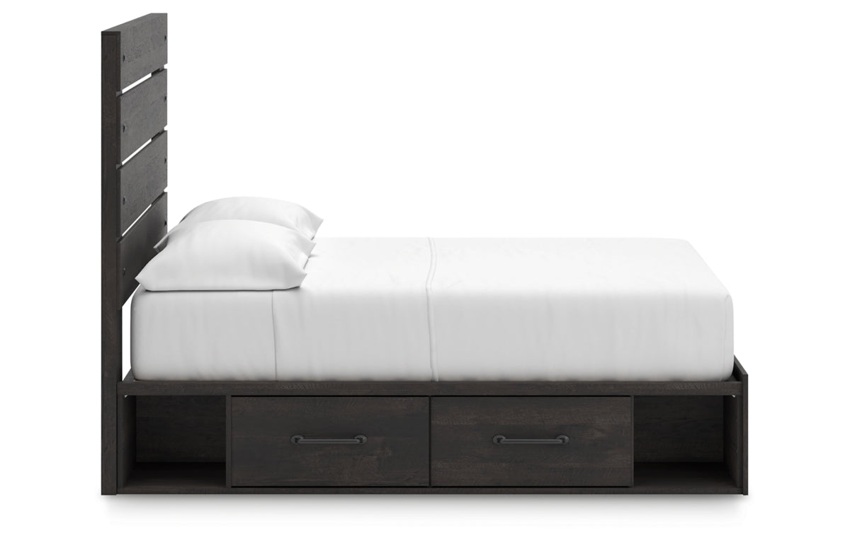 Hollivern Full Panel Bed with Storage with Mirrored Dresser, Chest and Nightstand