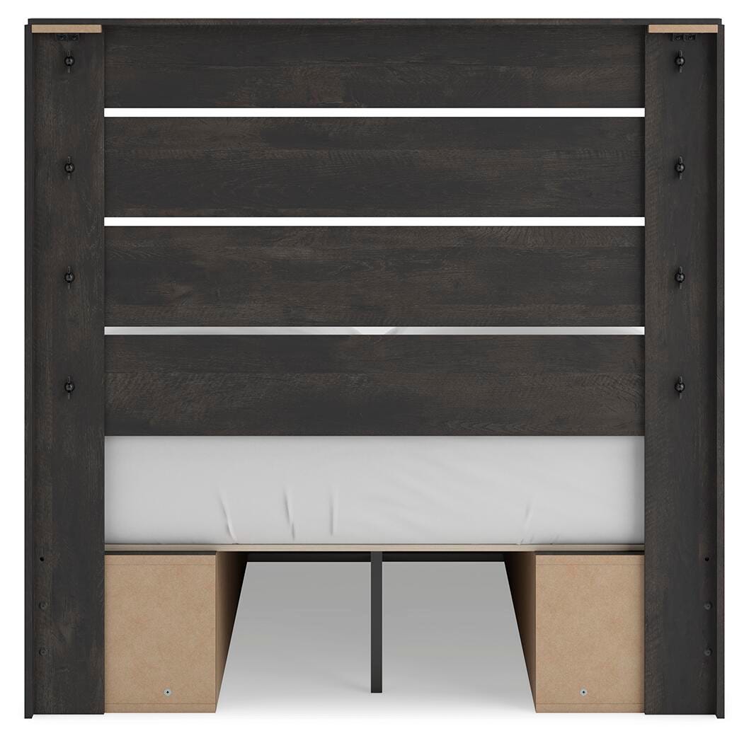 Hollivern Full Panel Bed with Storage, Dresser and Mirror