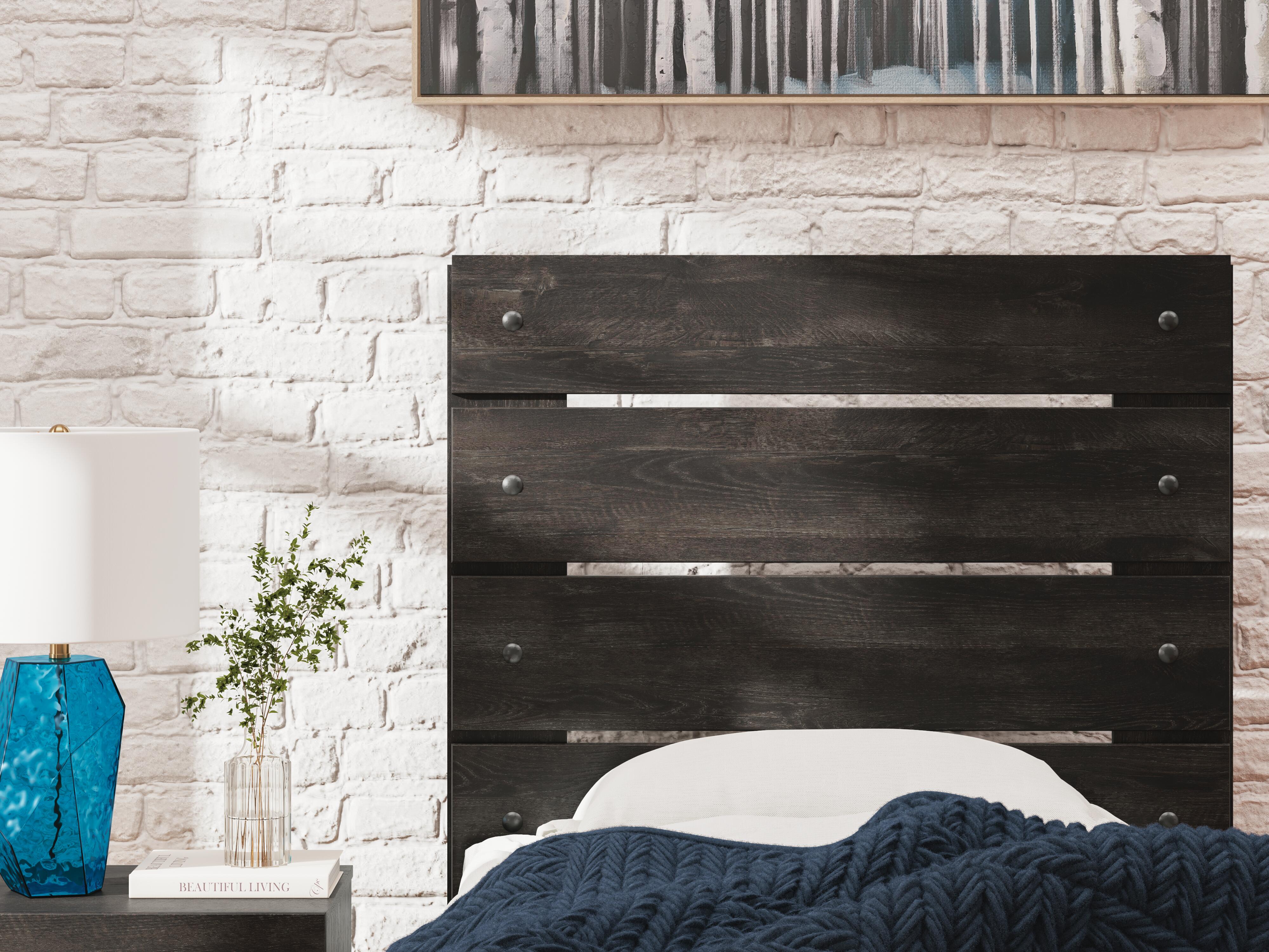 Hollivern Full Panel Bed with Storage, Dresser and Mirror