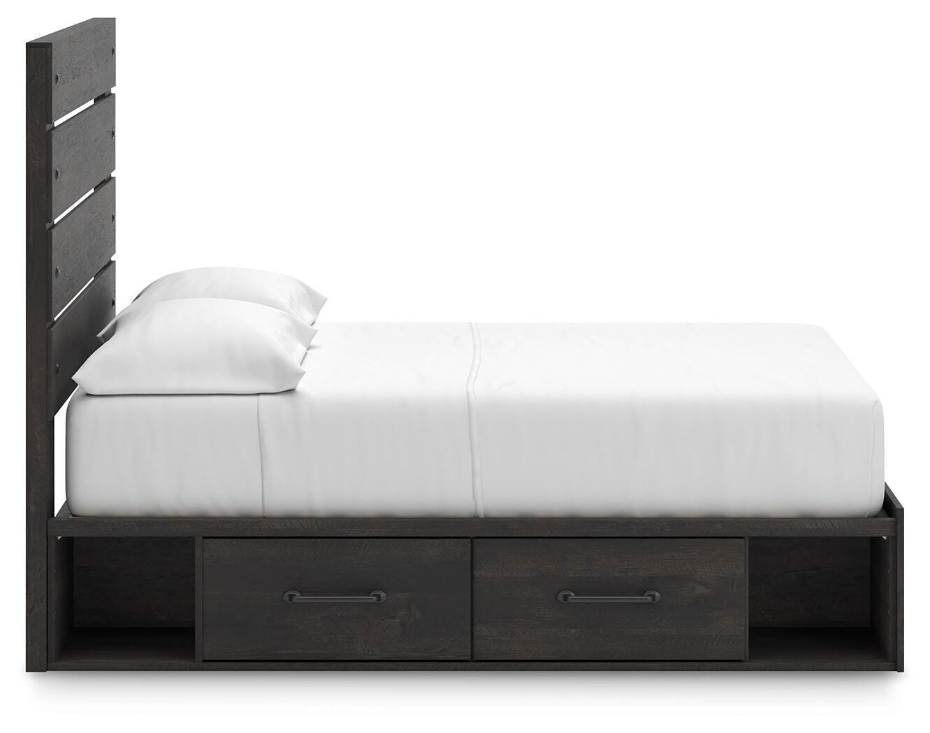 Hollivern Full Panel Bed with Storage, Dresser, Mirror and Nightstand