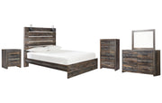 Drystan Queen Panel Bed with Mirrored Dresser, Chest and Nightstand