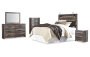 Drystan Queen Panel Headboard with Mirrored Dresser, Chest and Nightstand