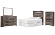 Drystan Queen Panel Headboard with Mirrored Dresser and Chest