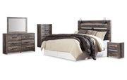 Drystan King Panel Headboard with Mirrored Dresser, Chest and Nightstand