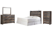Drystan King Panel Headboard with Mirrored Dresser and Chest
