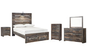 Drystan Full Panel Bed with 2 Storage Drawers with Mirrored Dresser, Chest and Nightstand