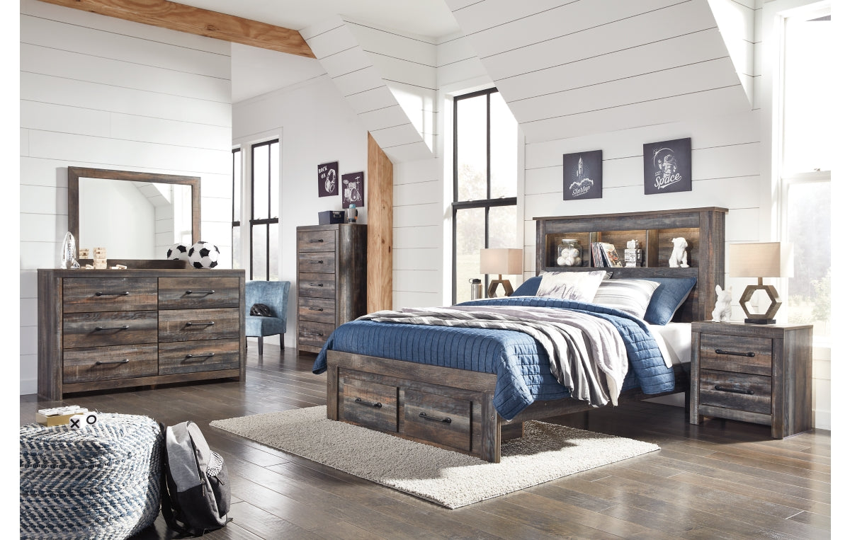 Drystan Full Bookcase Bed with 2 Storage Drawers