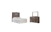 Drystan Twin Panel Headboard with Mirrored Dresser