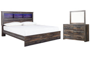 Drystan King Panel Bookcase Bed with Mirrored Dresser