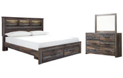 Drystan King Bookcase Bed with 2 Storage Drawers with Mirrored Dresser