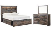 Drystan Full Bookcase Bed with 2 Storage Drawers with Mirrored Dresser