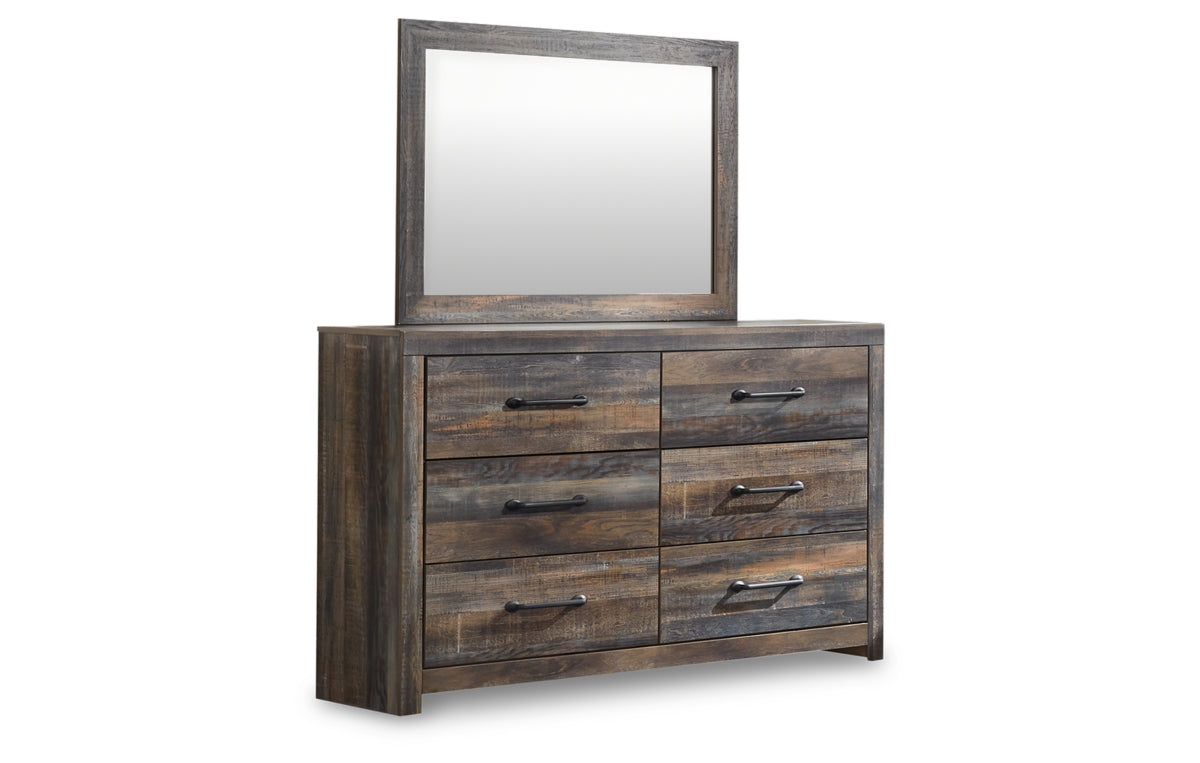 Drystan Full Bookcase Bed with 4 Storage Drawers with Mirrored Dresser, Chest and Nightstand